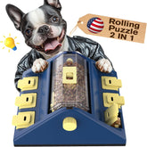 KADTC Paw-Activated Rolling Puzzle Game Toy Level 2 in 1 Puppy Treat Toys Large Capacity Slow Feeder Adjustable Interactive Food Dispenser for Small/Medium Dogs Brain Mental Stimulation Healthy Eating